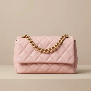 Quilted Blush Leather Shoulder Bag